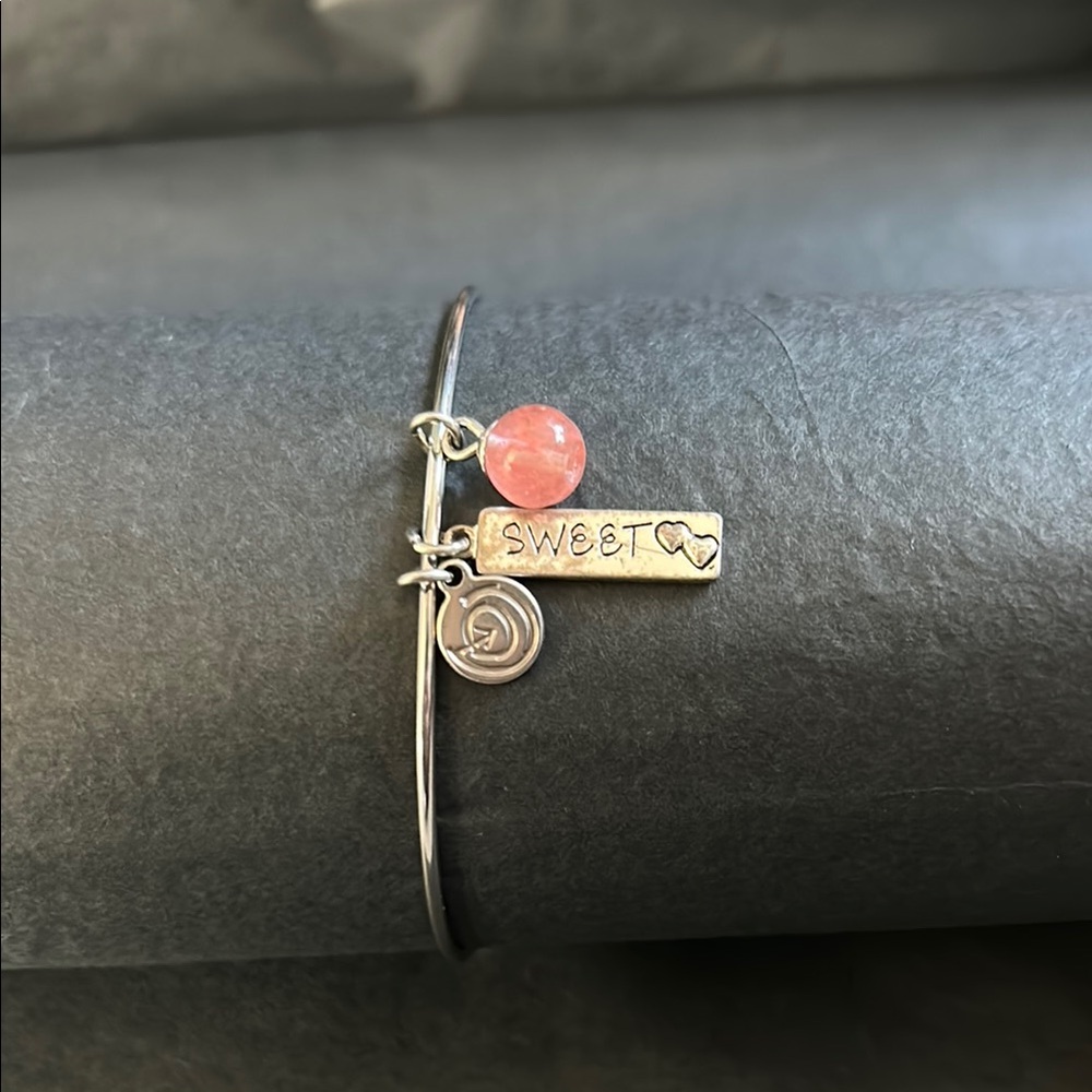 Silver Bangle Bracelet with Charms